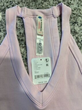 Free People Powder Pink Ribbed V-Neck Tank - XS/S
